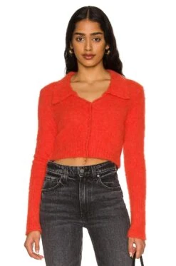 AllSaints Ork Cardigan Lava Red