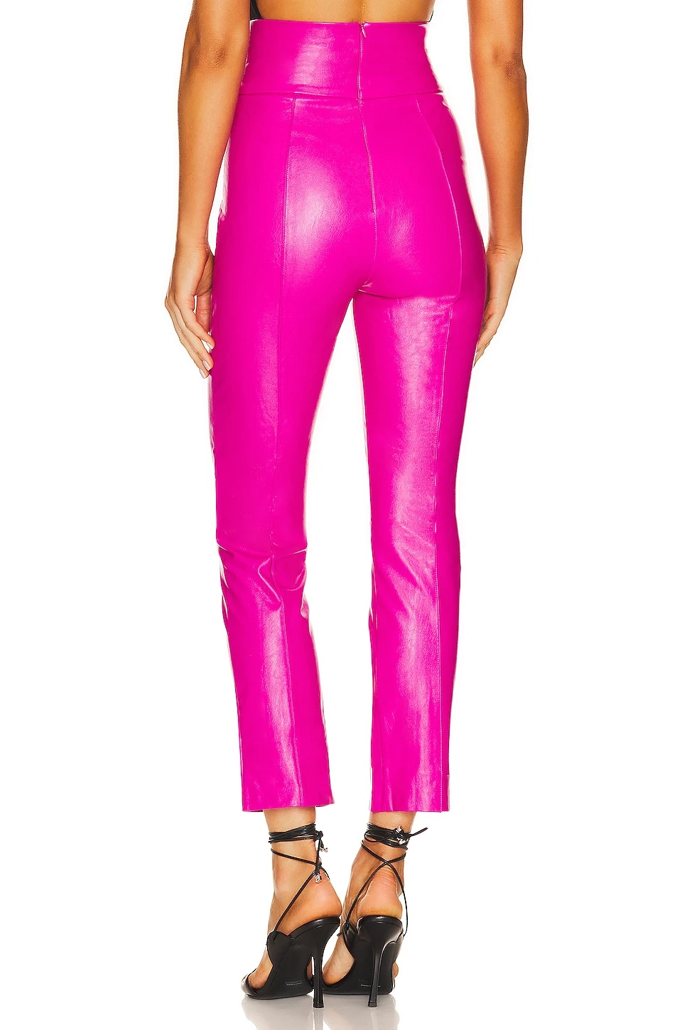 X REVOLVE Romana Pants Hot Pink Leather - Image 3