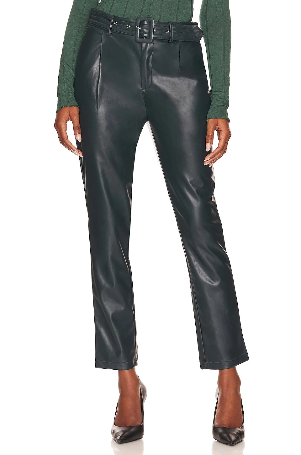 BCBGeneration PANTALÓN DE PIEL SINTÉTICA CON CINTURÓN Emerald