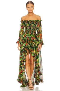 Ambrossia Gown Yellow Red Noir Floral