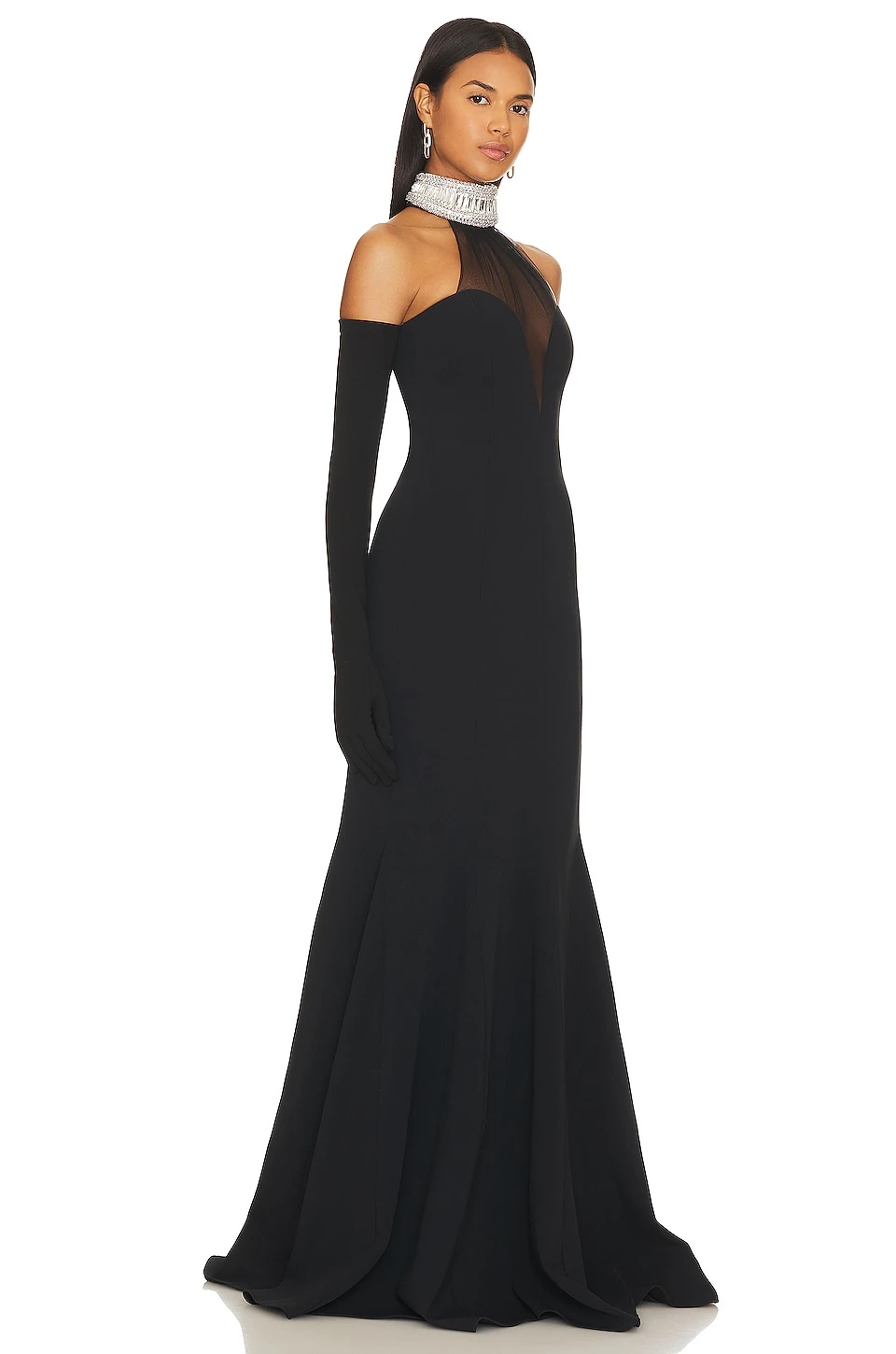 Crystal Halter Gown With Gloves Black - Image 2
