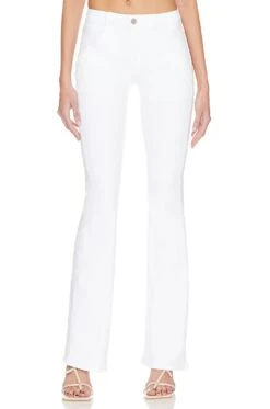 FRAME Le High Flare Trapunto Straight Pant Blanc