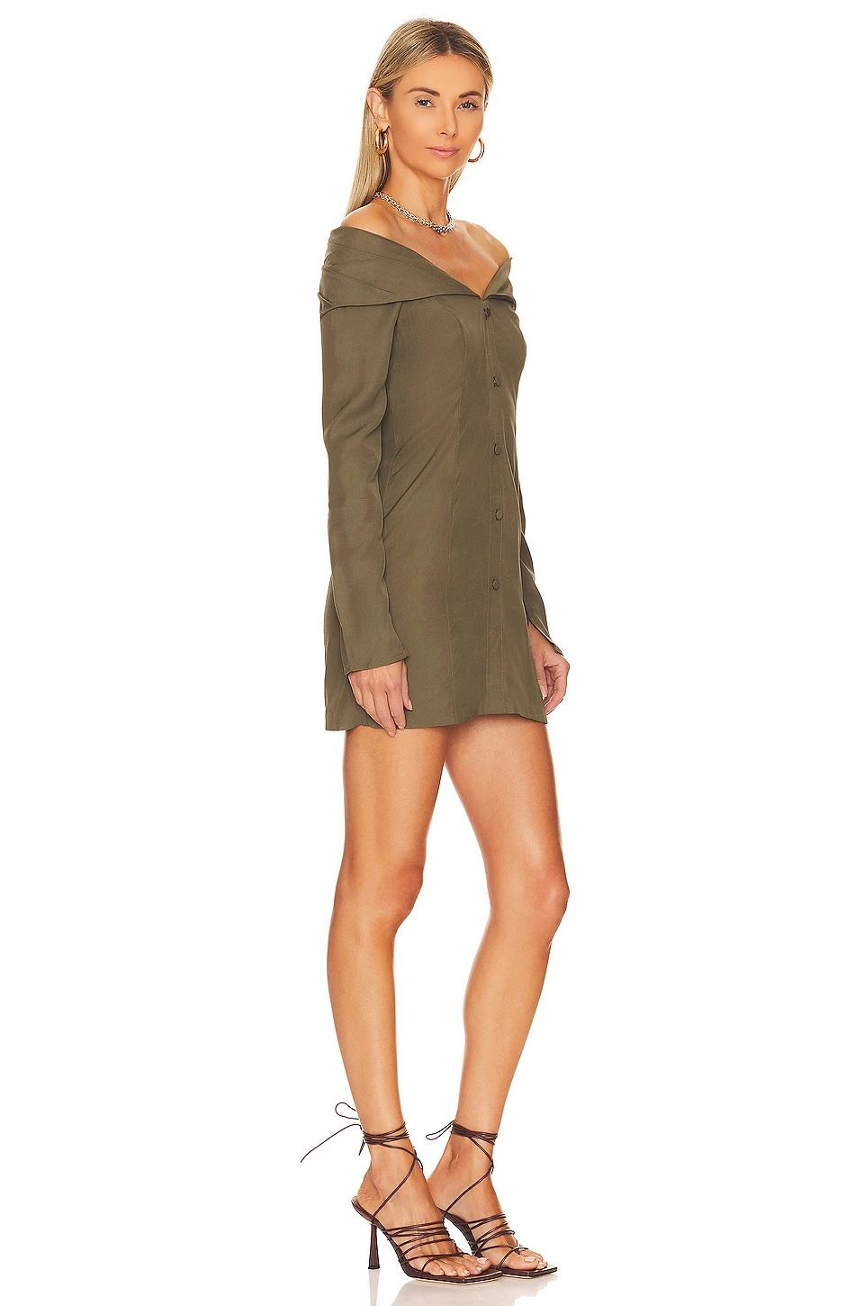 X REVOLVE Lennox Mini Dress Olive Green - Image 2
