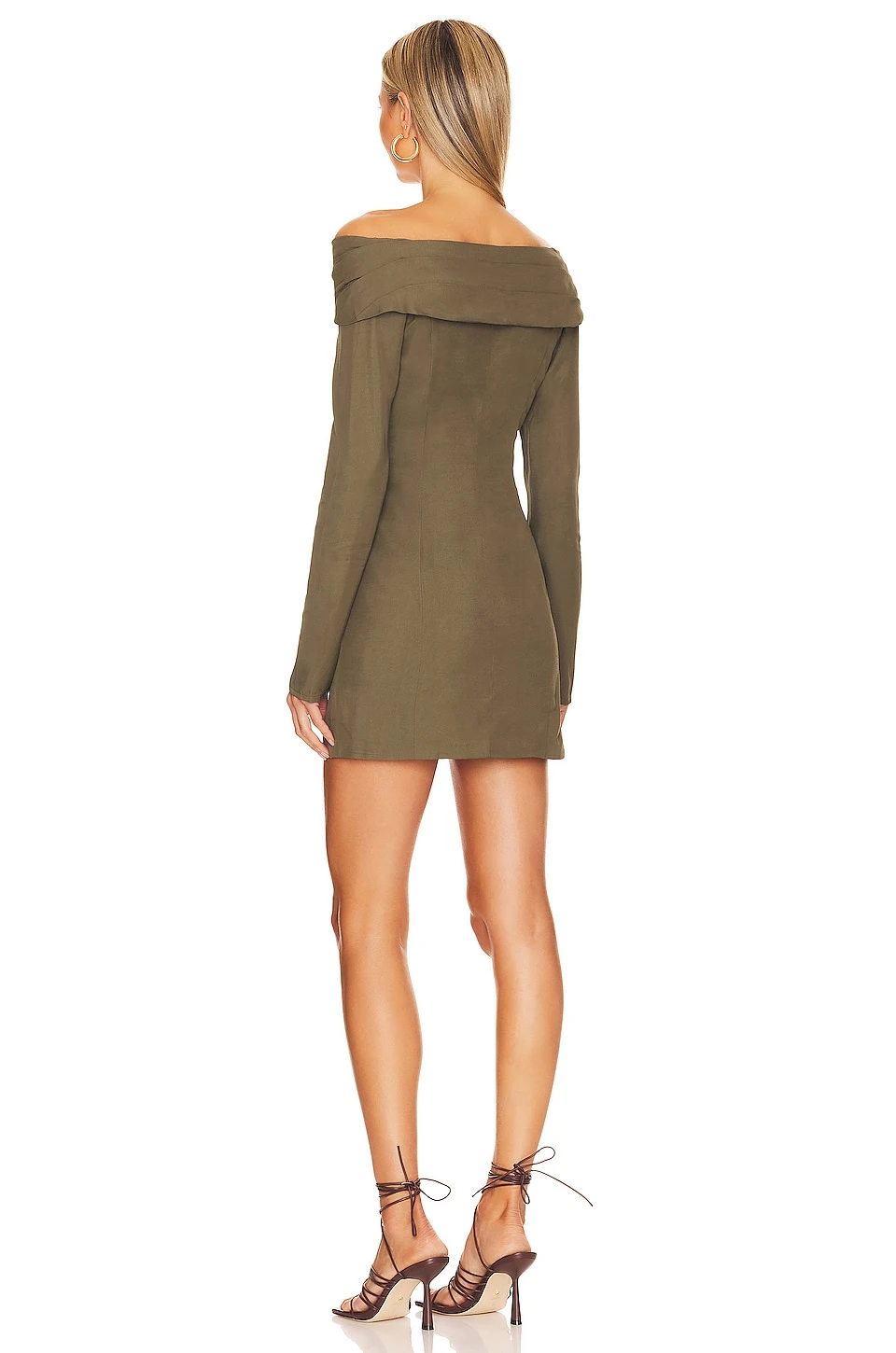 X REVOLVE Lennox Mini Dress Olive Green - Image 3
