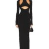Cutout Turtleneck Gown Black