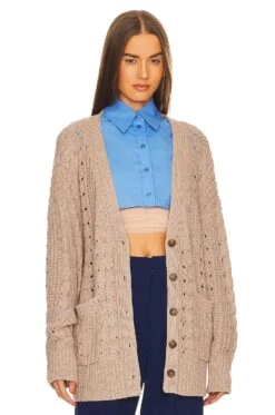 Cailean Cable Oversized Cardigan Taupe
