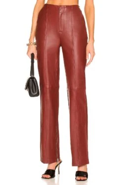 The Kira Leather Pant Burgundy Red