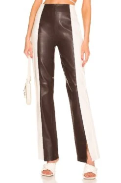 The Hanriette Leather Pant Brown & Ivory