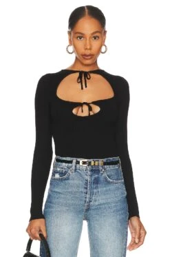 Hailey Tie Front Sweater Black