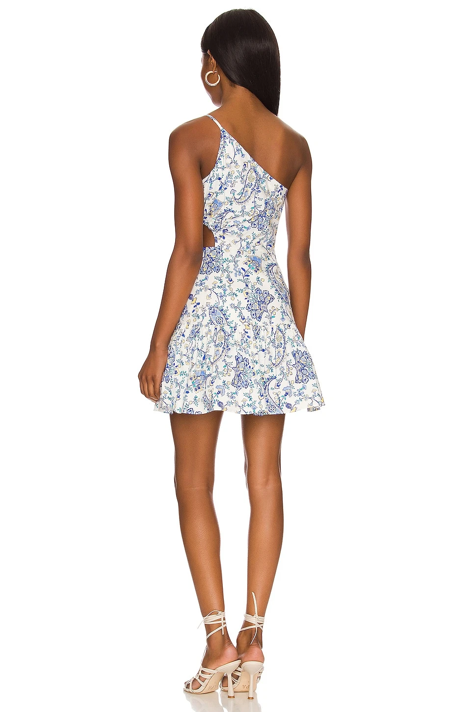 MILLY Brinlee Watercolor Silhouette Cutout Dress White Multi - Image 3