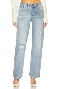 Rue Loe Rider Vitnage Straight Distressed Light Blue Vintage Wash