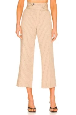 Artie Wrap Pant Khaki Pinstripe