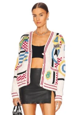 No Knit Patch Cardigan White