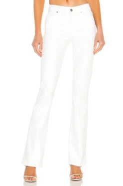Paige High Rise Manhattan Boot Jean Crisp White