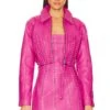 Castor Leather Jacket Neon Pink & Crystal