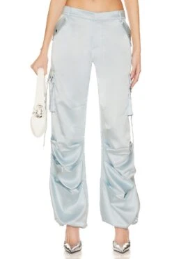 Lai Satin Cargo Pant Light Blue