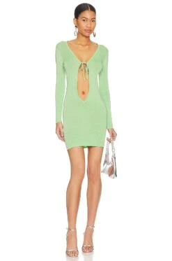 Jennette Mini Dress Green Metallic
