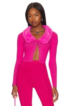 Milana Faux Fur Cardigan Hot Pink