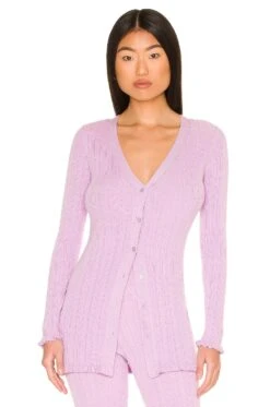 Variegated Rib Cardi Purple